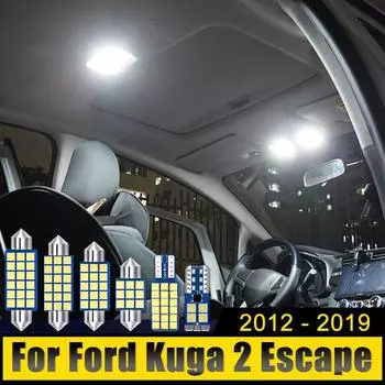 Для Ford Kuga 2 Escape 2012 2013 2014 2015 2016 2017 2018 2019 6 шт. светодиодных ламп для перчаточного ящика автомобиля, лампочек для номерного знака, лампочек для багажника белый