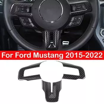 Для Ford Mustang 2015 2016 2017 2018 ABS углеродное волокно Стиль внутренняя крышка рулевого колеса автомобиля Накладка Декор рамки