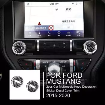 Для Ford Mustang 2015-углеродное волокно интерьер 2 шт. Автомобильная мультимедийная ручка декоративная наклейка наклейка крышка отделка авто