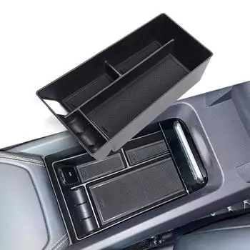 для Ford Mustang Mach-E 2025-2025 Центральная консоль Подлокотник Ящик для хранения Органайзер Держатель Аксессуары ЧЕРНЫЙ