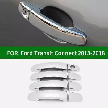 Для Ford Transit Connect 2013-2018 аксессуар глянцевый хром серебристый автомобиль боковые дверные ручки отделка 2014 2015 2016 without smart entry
