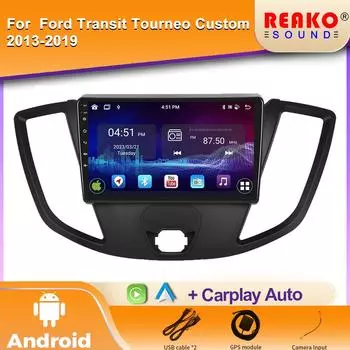 Для Ford Transit Tourneo Custom 2013 - 2021 Автомобильный Радиоприемник 2 Din Android Мультимедийный Плеер Экран Головное Устройство Навигация Carplay Стерео 4 core 1GB+32GB carplay