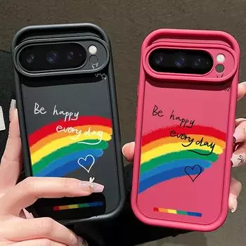 Для Google Pixel 9 8 Pro Xl 8a противоударный силиконовый мягкий защитный чехол для линз с рисунком звезд и радуги, однотонный матовый чехол для телефона с защитой от падений Google Pixel 9 чёрный