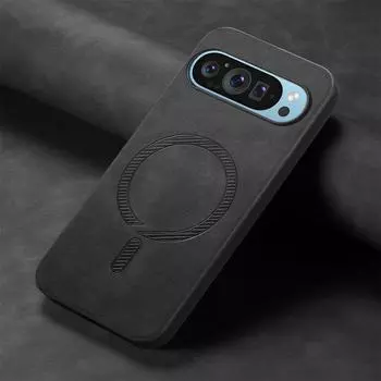 Для Google Pixel 9 Pro XL 5G 2024 Magsafe чехол кожаный магнит задняя панель жесткий чехол Pixel 9 телефон Pixel9 9Pro ударопрочный For Pixel 9 чёрный
