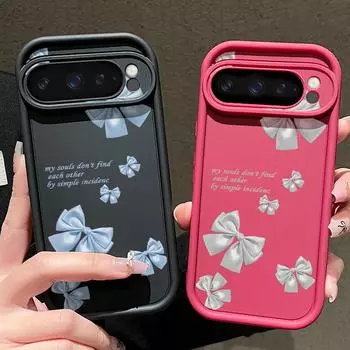 Для Google Pixel 9 Pro Xl 8 Pro 8a противоударный однотонный силиконовый мягкий матовый чехол с бантом и защитой от падения Google Pixel 9 чёрный