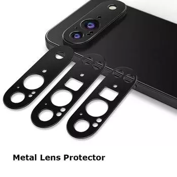 Для Google Pixel 9 Pro XL Роскошный круглый металлический объектив для камеры, стекло, чехол с защитой от царапин, защитное кольцо-бампер, защитное кольцо Pixel 9 чёрный