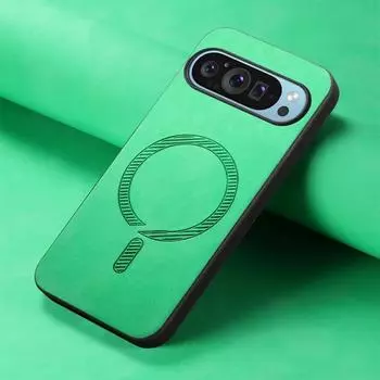 Для Google Pixel 9A 9a Pixel9 A 9Pro XL Роскошный деловой кожаный чехол для беспроводной зарядки Magsafe Magnetic Wireless Защитный чехол для телефона For Pixel 9 A зелёный