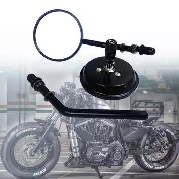 Для Harley Dyna Bobber Chopper Old School 1982-2018 черные/хромированные мотоциклетные зеркала 8 мм с коротким стержнем 3 дюйма, круглые, заднего вида чёрный