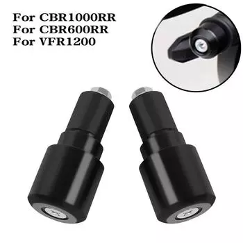 Для Honda CBR1000RR 2004-2025 CBR600RR 2004-2006 VFR1200 2012-2014 Руль Рукоятки Концы Заглушка Слайдер Противовес Крышка чёрный