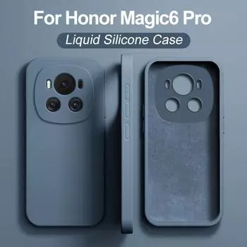 Для Honor Magic 6 Pro Чехол Жидкий Силиконовый Защитный Чехол для Объектива Камеры Телефона Для Huawei Honor Magic6 Magic 6 Pro Мягкая Задняя Крышка For Honor Magic6 Pro белый