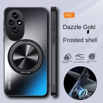 Для Huawei Honor 200 Pro чехол жесткий матовый с кольцом-подставкой магнитный защитный чехол для задней крышки для Honor 200 100 90 80 70 60 50 For Honor 200 чёрный
