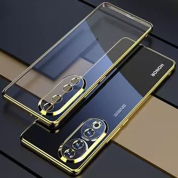 Для Huawei Honor 90 Pro гальванический чехол для телефона Honor90 90Pro объектив универсальный силиконовый мягкий чехол Honor 90 чёрный