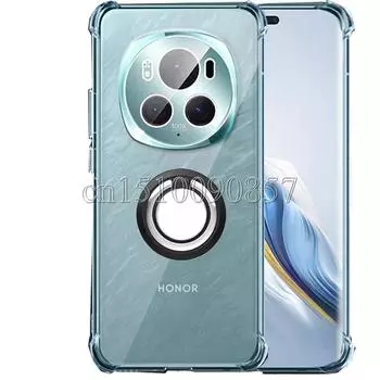 Для Huawei Honor Magic 6 Pro Magic6 Pro Lite магнитное кольцо-держатель-подставка Мягкая подушка безопасности чехол для Honor Magic 6pro 5lite противоударный прозрачный силиконовый чехол For Magic 6 серебряный