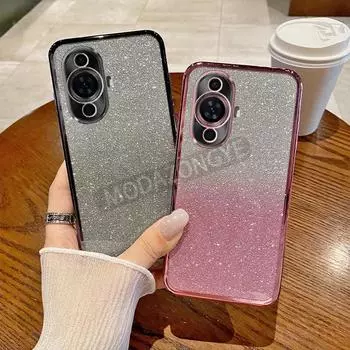 Для Huawei Nova 11 чехол с гальваническим покрытием, мягкий блестящий ТПУ, задняя крышка для мобильного телефона Huawei Nova11, чехол для телефона для девочек и женщин Huawei Nova 11 чёрный