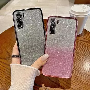 Для Huawei Nova 7 Se чехол с гальваническим покрытием, мягкий блестящий чехол из ТПУ для сотового телефона Huawei Nova7 Se, чехол для телефона для девочек и женщин Huawei Nova 7 Se чёрный