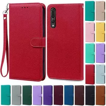 Для Huawei P20 Чехол Huawei P20 Pro Чехлы Coque Для Huawei P20 Pro Чехол Кошелек Флип Кожаный Чехол Для Huawei P 20 Pro Чехол Etui For Huawei P20 темно-красного