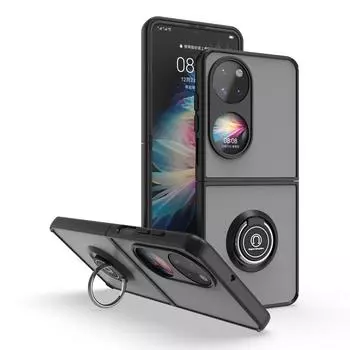 Для Huawei P50 Pocket Skin Feel Матовый жесткий полупрозрачный чехол для телефона Huawei P50 Pocket Ультратонкий магнитный чехол-подставка с кольцом huawei P50 pocket