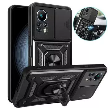 Для Infinix Note 11 Pro чехол с магнитным кольцом-держателем Бронированный чехол для телефона Infinix Note 11 Note 11Pro выдвижная задняя крышка для объектива камеры For Infinix Note 11 зелёный