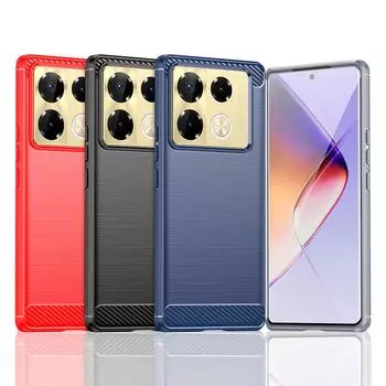 Для Infinix Note 40 Pro Plus Чехол Для Infinix Note 40 Pro Plus Силиконовый чехол из углеродного волокна Для Infinix Note 40 Pro Plus Чехол InfinixNote40ProPlus чёрный