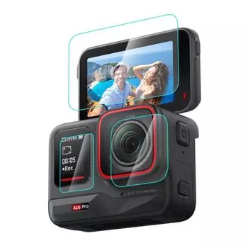 Для Insta360 Ace Pro PULUZ 3 в 1 задний и передний экран + закаленная стеклянная пленка для объектива (прозрачный) прозрачный