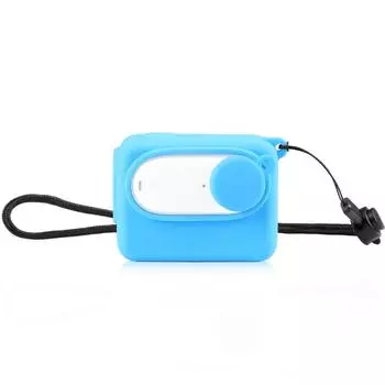 Для Insta360 GO 3 PULUZ Camera Charger Case силиконовый чехол с крышкой объектива и ремешком чёрный