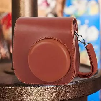 Для Instax Mini 12/11/9 чехол из искусственной кожи, мягкий защитный чехол, дорожная сумка с плечевым ремнем, фотоальбом, аксессуары для фотокамеры светло-розовый