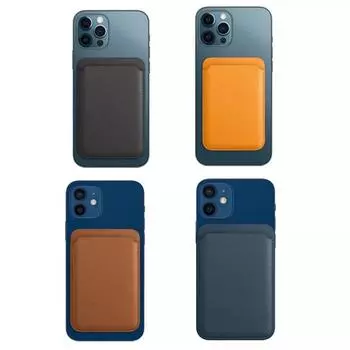 для iPhone 12 чехол горячая распродажа сумка для карт кожаный магнитный держатель для карт для iPhone 12 Pro задний кошелек карман для карт держатель оранжевый