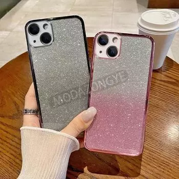 Для IPhone 13 Mini Case Гальваника Мягкий Блеск ТПУ Задняя крышка сотового телефона IPhone 13 Mini Phone Case для девочек и женщин IPhone 13 Mini чёрный