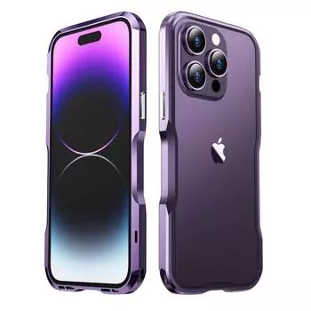 Для IPhone 14 Pro Max Armor Case Роскошный металлический каркас для IPhone 13 12 11 X XR XS 7 8 Легкий противоударный бампер из алюминиевого сплава For iPhone 14Pro Max фиолетовый