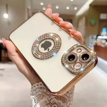 Для Iphone 14 Pro Max Роскошный силиконовый чехол с покрытием Flash Diamond для Iphone 11 12 13 14 Plus с полой крышкой со стразами For iPhone 14Pro Max