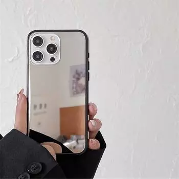 Для iPhone 16 Pro Max Plus 15 14 13 12 11 Pro Max зеркало для макияжа мягкий TPU ударопрочный тонкий чехол iPhone 15 чёрный