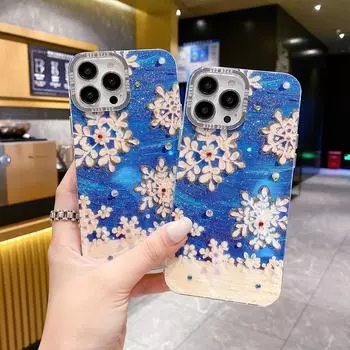 Для iPhone 15 14 13 12 Pro Max 15 14 plus Модный синий чехол с рисунком снежинок Для iPhone 11 15pro max 15plus 14promax Мягкая силиконовая задняя крышка for iphone 11 синий