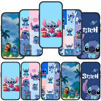 для iPhone 15 14 Xiaomi Redmi Note 13 12 11 Pro Max X 8 7 XR Samsung Galaxy A15 S24 S23 Huawei OPPO A38 Милый черный розовый Лило Стич милый чехол для телефона for OPPO A53 2020 ceil