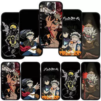 для iPhone 15 14 Xiaomi Redmi Note 13 12 11 Pro Max X 8 7 XR Samsung Galaxy A34 A15 S24 S23 Huawei OPPO A54 Черный Клевер Yuno Grinbellor чехол для телефона for OPPO A78 аэро
