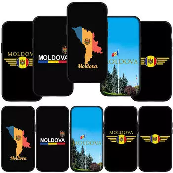 для iPhone 15 14 Xiaomi Redmi Note 13 12 11 10 Pro Max X 8 XR Samsung Galaxy S24 S23 A15 13C Huawei OPPO желтый черный чехол для телефона с флагом Молдовы for Samsung Galaxy A25 161mm болюс