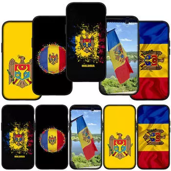 для iPhone 15 14 Xiaomi Redmi Note 13 12 11 10 9 Pro Max X 8 XR Samsung Galaxy S24 S23 13C чехол Huawei OPPO черный чехол для телефона с изображением флага желтой карты Молдовы for Huawei Y9 2019 болюс