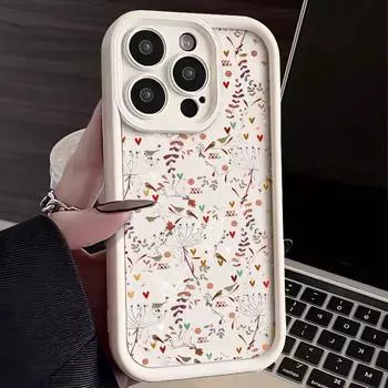 Для iPhone 16 Pro Max 15 14 Plus 13 12 Pro 11 XR XS 8 7 чехол для телефона противоударный мягкий чехол с рисунком Love Heart Vines iPhone 15 чёрный