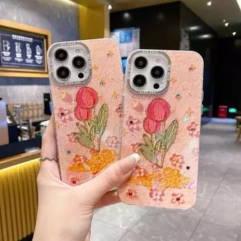 Для iPhone 15 Pro Max 14 plus сверкающий розовый серебристый объектив круглый модный цветочный чехол для iPhone 15 14 13 12 Pro Max 11 мягкая силиконовая задняя крышка for iphone 15 pro max розовый
