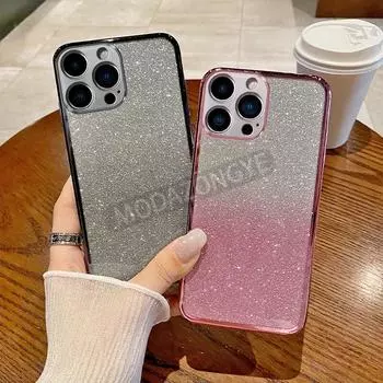 Для IPhone 15 Pro Max чехол с гальваническим покрытием, мягкий блестящий ТПУ, задняя крышка для сотового телефона IPhone 15 ProMax, чехол для телефона для девочек и женщин IPhone 15 Pro Max чёрный