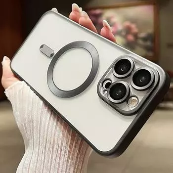 Для iPhone 15 Pro Max оригинальный цветной роскошный чехол Magsafe с беспроводной зарядкой для iPhone 15 14 Plus 13 12 11 Pro Max с матовым покрытием For iPhone 15 Pro Max чёрный