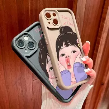 Для iPhone 16 15 14 13 12 11 Pro Max XS Max XR X SE 8 7 мультяшный милый узор для девочек мягкий силиконовый полный защитный противоударный чехол iPhone 12 Mini чёрный