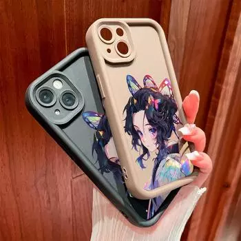 Для iPhone 16 15 14 13 12 11 Pro Max XS Max XR X SE 8 7 мягкий силиконовый красивый и красочный защитный чехол для телефона с изображением девушки-бабочки iPhone XS коричневый