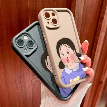Для iPhone 16 15 14 13 12 11 Pro Max XS Max XR X SE 8 7 милый фиолетовый одежда девушка узор мягкий силиконовый полный объектив защитный чехол для телефона iPhone 11 Pro Max чёрный