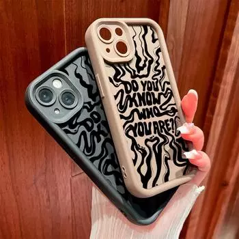 Для iPhone 16 15 14 13 12 11 Pro Max XS Max XR X SE 8 7 волнообразный дизайн с буквами мягкий силиконовый защитный чехол для телефона на всю линзу iPhone 13 Mini белый