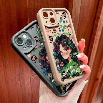Для iPhone 16 15 14 13 12 11 Pro Max XS Max XR X SE 8 7 Green Clothing Cool Girl Мягкий силиконовый противоударный чехол с полным объективом iPhone 12 Mini чёрный