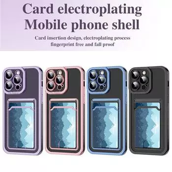 Для iPhone 16 15 14 13 12 11 7 8 Xs Xr SE Pro Max Plus Покрытие Прозрачный ТПУ Толкающий рот Вставка Слот для карт Кошелек Сумка Держатель Задняя крышка Shell Case For iPhone 7/8/SE чёрный