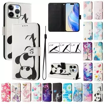 Для iPhone 16 15 14 13 12 11 Pro Max XR XS Max 6 7 8 Plus 16Pro кожаный чехол магнитный кошелек держатель для карт откидной чехол-книжка подставка защитные чехлы iPhone 6/7/8/SE2/SE3