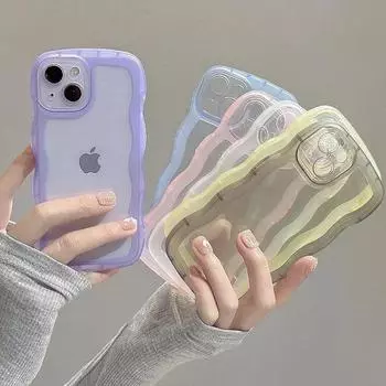 для iPhone 16 15 14 Pro15 14 16 Pro Max 16 Plus чехол милый прозрачный волнистый гибридный противоударный чехол-бампер мягкий Fundas For iPhone 16 Pro
