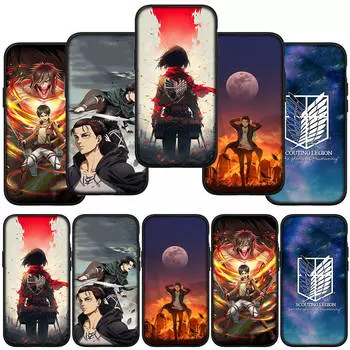 для iPhone 16 15 Xiaomi Redmi Note 13 12 11 Pro Max X 9 14 XR Samsung Galaxy A16 S24 S23 Plus Huawei OPPO Атака титанов Eren Jaeger Levi чехол для телефона for Samsung Galaxy A06 болюс