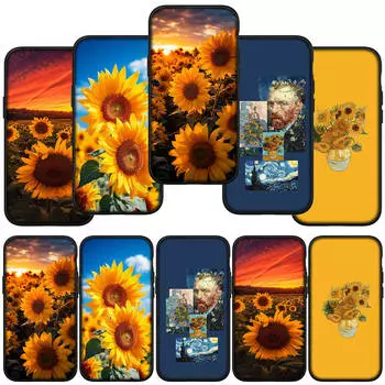 для iPhone 16 15 Xiaomi Redmi Note 13 12 11 Pro Max X 9 14 XR Samsung Galaxy A16 S24 S23 Plus A06 14C Huawei OPPO Flower Van Gogh Sunflower чехол для телефона for Redmi Note 10 Pro аэро